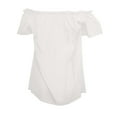 thumbnail image 3 of DuoJiaJ Women's Summer Off Shoulder Blouse With Ruffles Casual Wear Lightweight Comfortable Tops Shirt Women's Linen Shirts White S, 3 of 4