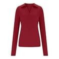 thumbnail image 7 of LIBRCLO Tops for Women V-Neck Lightweisht Comfort Pullover Slim Fashion Spring Fall Solid Color Long Sleeved Shirts, 7 of 7