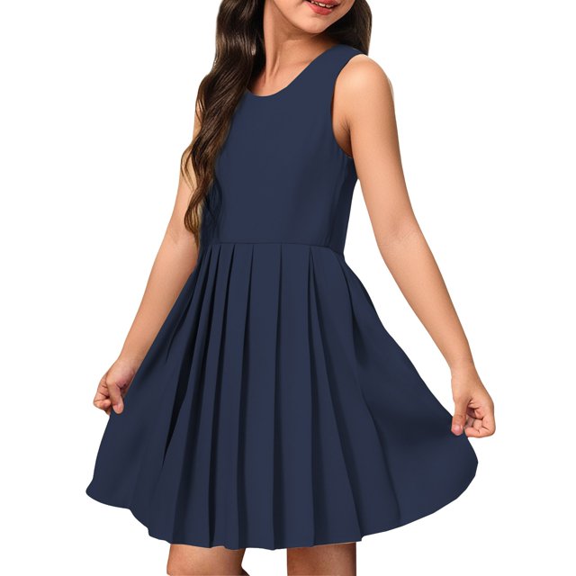 EnJoCho Robe Débardeur Plissée Style Collège pour Filles Automne Performance Jupe Grande Tenue Scolaire Préadolescente Chic