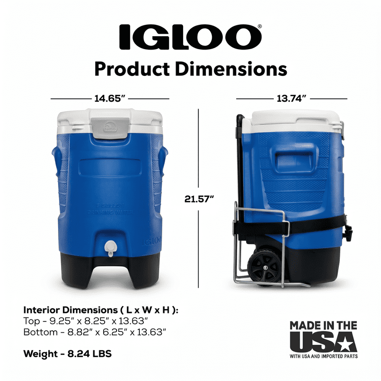 Igloo 5-Gallon Sports Rolling Water Cooler, Blue photo 4