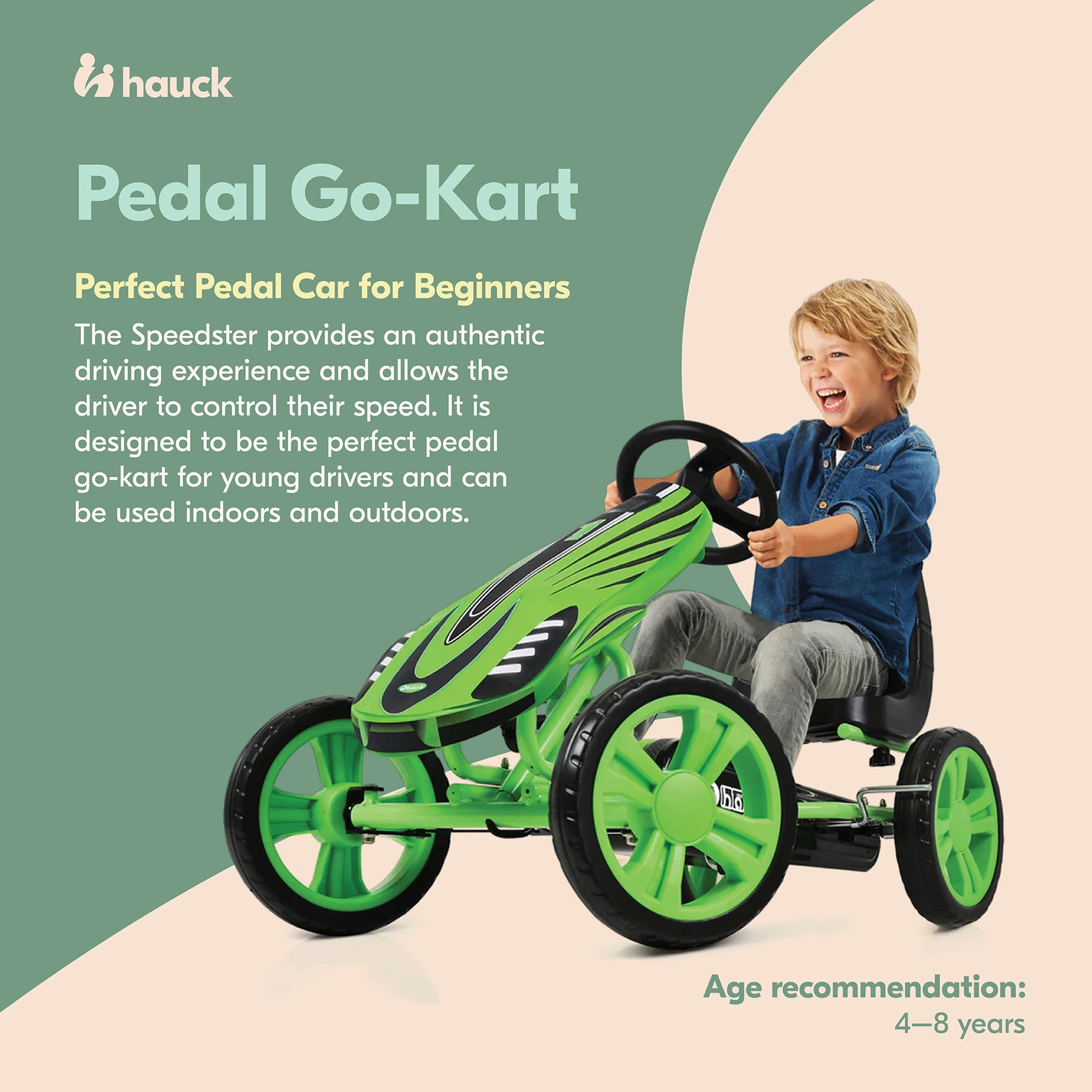 Hauck Speedster Pedal Go Kart w/Adjustable Bucket Seat for Kids