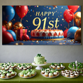 thumbnail image 5 of LUUFILx Happy 91st Birthday Banner Celebration Backdrop Cake Table Decoration Photography Props Backdrop Party Supplies Balloons Background Event, 5 of 8