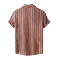 thumbnail image 3 of Outfmvch Chemises à Manches Longues pour Hommes Chemise Décontractée à Rayures Verticales Chemise à Manches Courtes Col Rabattu Chemise Hauts pour Femmes Rouge, 3 of 8