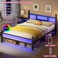 thumbnail image 4 of Fairy Full Size Bed Frame with Charging Station, Metal Frame with Power Outlet & Port, Black, 4 of 8