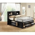 thumbnail image 2 of Queen Size Solid Wood Platform Bed with Bookcase Headboard and Storage, Black Finish for Bedroom, 2 of 7