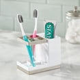 thumbnail image 3 of mDesign Plastic Toothbrush, Toothpaste Storage Organizer Holder - White/Brushed, 3 of 7