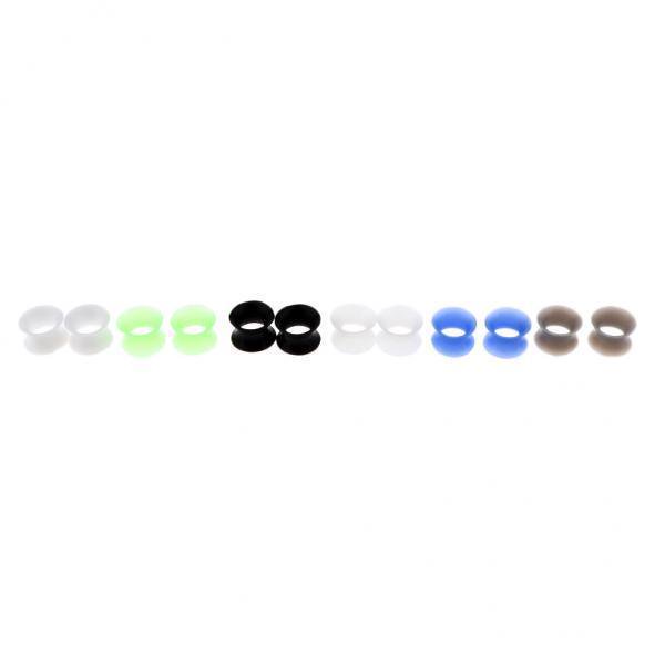 2x 6 Pairs Thin Soft Silicone Flexible Colorful Ear Tunnels Double Flared Expander Ear Gauges for Women Men Gifts Yinane Medidores de tapones para los oídos de silicona