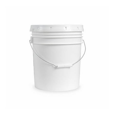 5 Gallon White Plastic Buckets with Lids & Handles - Set of 6 - Food Grade HDPE - Heavy Duty - .09 Inch Thick - All Purpose Utility Buckets