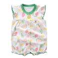 thumbnail image 2 of WIBACKER 100% Cotton Newborn Baby Girl Snap-up Rompers, 0-18M,Ruffle Sleeve Infant Summer 1PCS Watermelon Jumpsuit, 2 of 8
