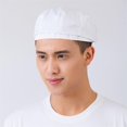 thumbnail image 3 of Strip Grid Print Unisex Beret Hat Chef Catering Cook Baker Waiter Skull Cap, 3 of 4