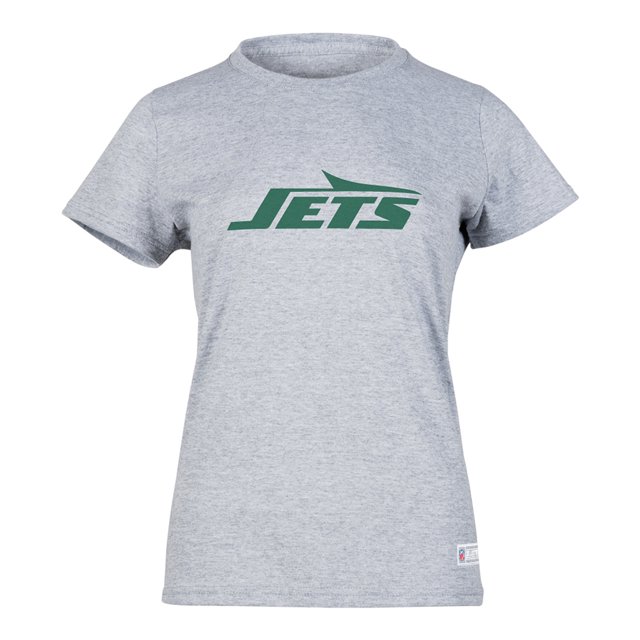 NFL Playera Aficionado Básica New York Jets Gris para Mujer, Talla Chica