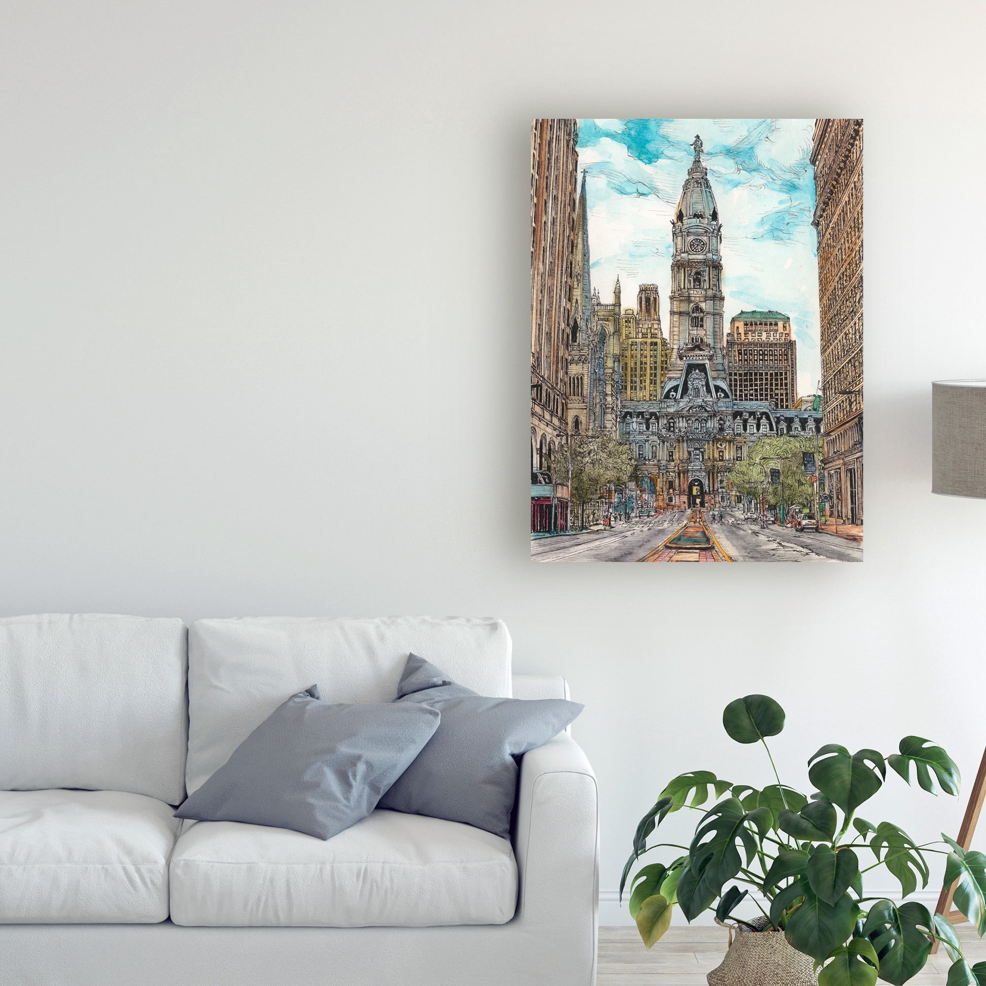 Trademark Fine Art 'US Cityscape Philadelphia' Canvas Art by Melissa Wang