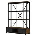 thumbnail image 5 of 3-Shelf Metal Bookcase with Drawers for Home Office, Open Bookcase, Vintage Industrial Style Bookcase with LED, Walnut Color, 5 of 9