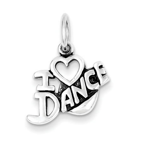Sterling Silver Antiqued I Love Dance Charm