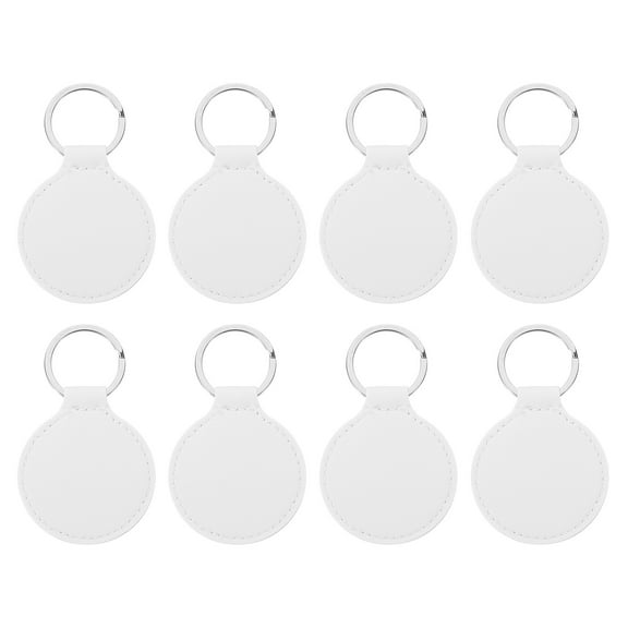 Uxcell Sublimation Blank Keychains, 8Pcs Round Keychain Blanks Bulk PU Leather Heat Transfer Key Chains, White