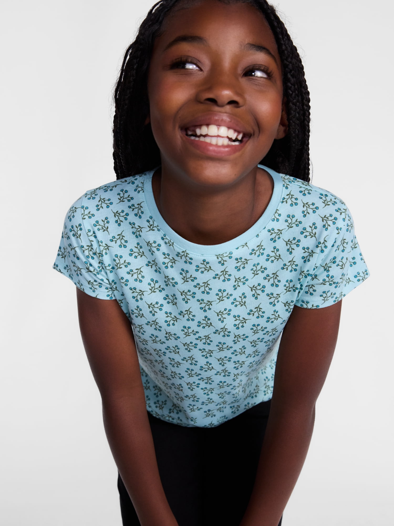 Wonder Nation Girls Kid Tough Tee with Short Sleeves, Sizes 4-18 & Plus