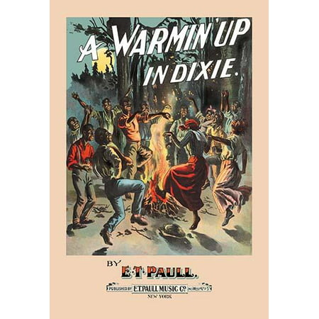 Sheet music cover illustration depicts a night scene in which a group of African American people are dancing around an outdoor fire  Edward Taylor Paull was a prolific publisher of sheet music