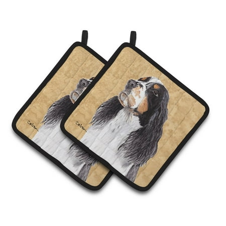 

Carolines Treasures SC9134PTHD Springer Spaniel Wipe your Paws Pair of Pot Holders 7.5HX7.5W multicolor
