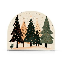 Yayeee Napkin Holder for Table Set of 2 Kitchen Paper Tissue Organization, Beige Christmas Trees