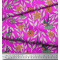thumbnail image 3 of Soimoi Pink Cotton Cambric Fabric Flying Bird & Floral Decor Fabric Printed BTY 56 Inch Wide, 3 of 3