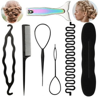Topsy Tail Hair Tool,Hair Loop Styling French Braid Pull Through Beader Tool Braiding Comb for Parting Rat Tail Combs Tools for Girls Supplies(1set)