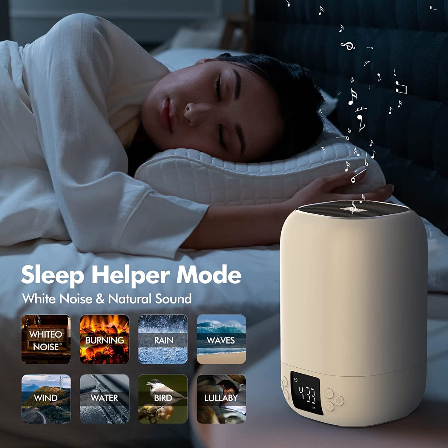 Thpoplete Night Light Bluetooth Speaker , Alarm Clock, White Noise Sound Machine, Gift for Teenage Girls/Boys