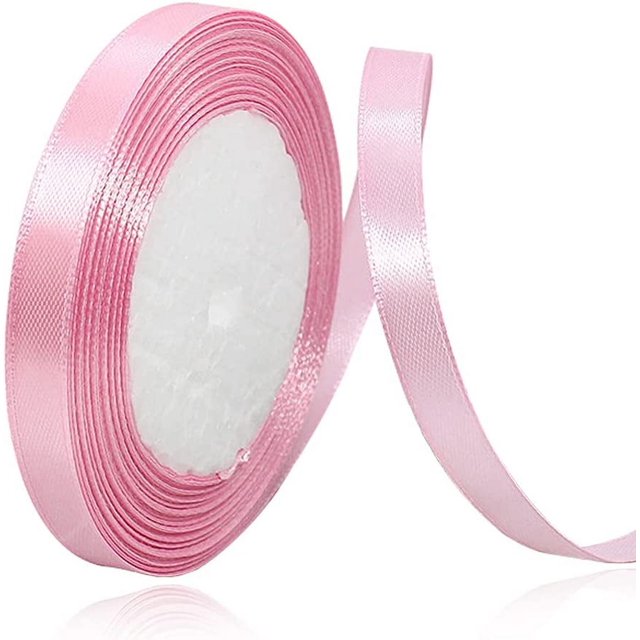 LAICAIW Solid Color Pink Satin Ribbon, 3/8 Inches x 25 Yards Fabric Satin Ribbon for Gift Wrapping, Crafts, Hair Bows Making, Wreath, Wedding Party Decoration and Other Sewing Projects