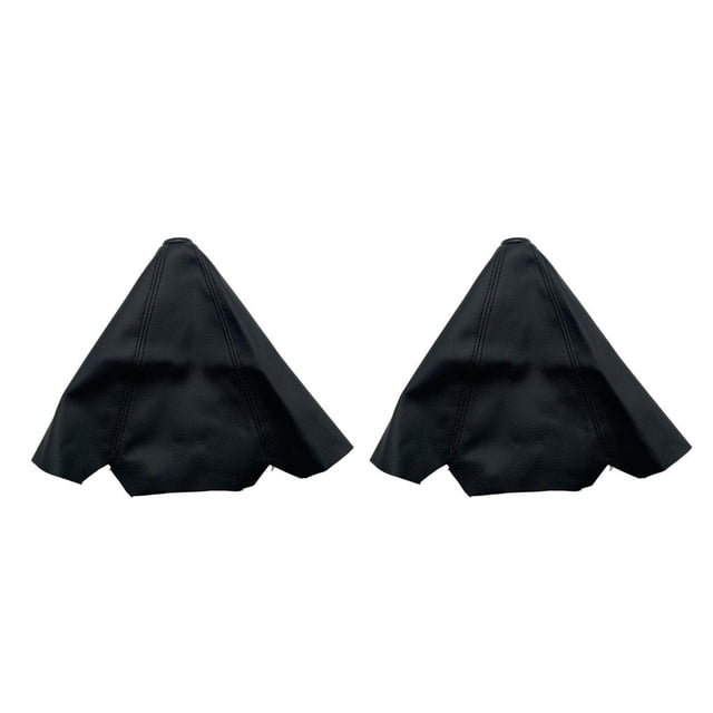 Transemion Car Shift Lever Collar PU Leather Interior Shifter Cover Automobile Manual Knob Stick Protector Modification Riding Black Line 2Set