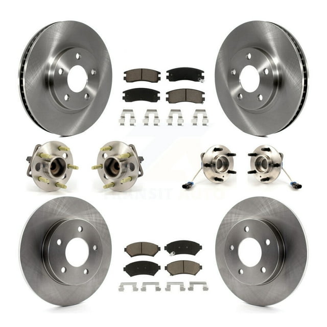 Transit Auto Front Rear Hub Bearing Assembly Disc Brake Rotors and Ceramic Pads Kit (10Pc) for Car 1997-1999 Buick Park Avenue Oldsmobile Aurora Riviera - Left Right Side (Driver Passenger) KBB-119435