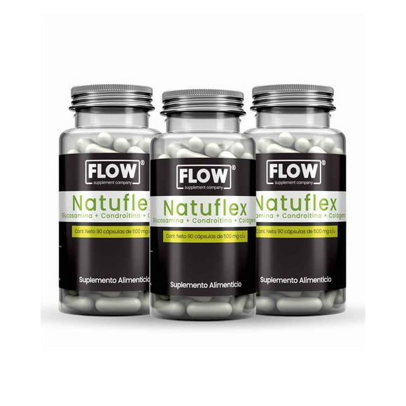 Suplemento FLOW 3 PACK Natuflex Glucosamina Condroitina Colageno 270 Cápsulas 500 mg