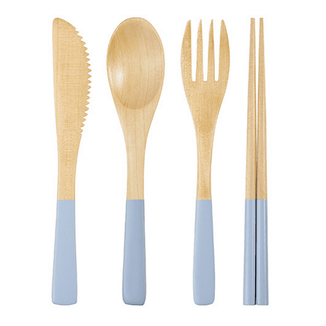 juego de cuchillo, tenedor, cuchara y palillos de madera - juego de cuatro piezas de cuchillo, tenedor, cuchara y palillos azul MFZFUKR CPB-DE-LYY1496-3