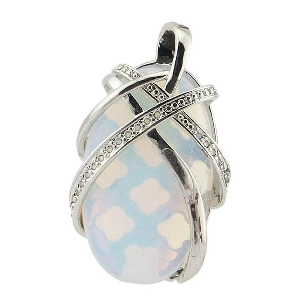 Colgante Oval de Cristal para Collar DIY Bricolaje Yinane para Novia Día de San Valentín Azul