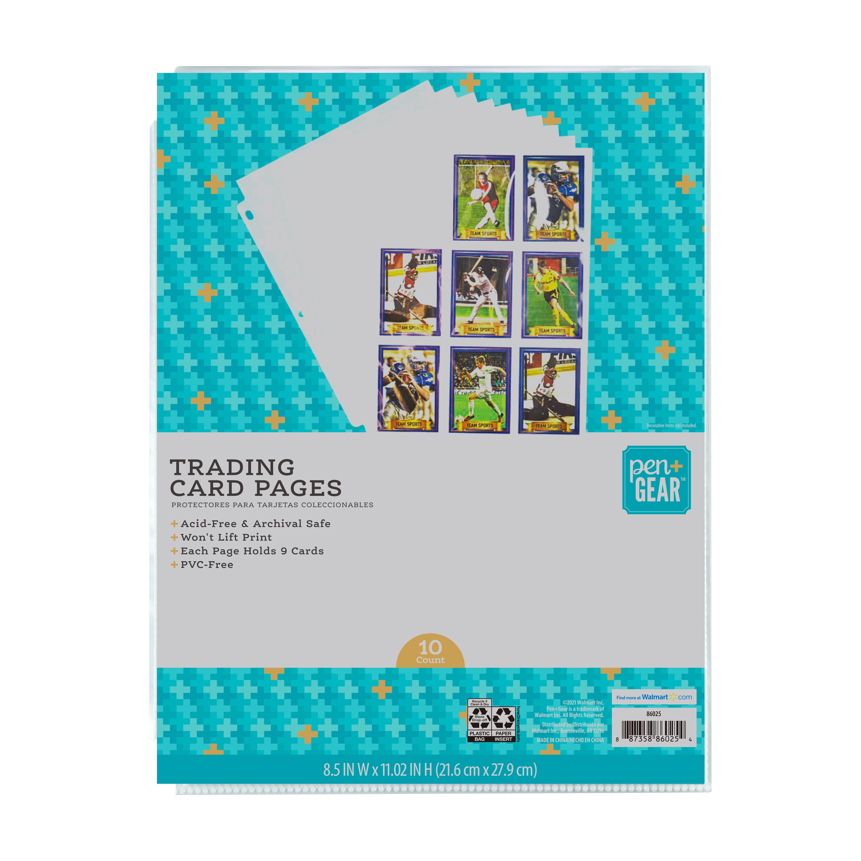 Pen + Gear 9-Pocket Protective Trading Card Pages, Sheet Protectors, Clear, 10 Count,