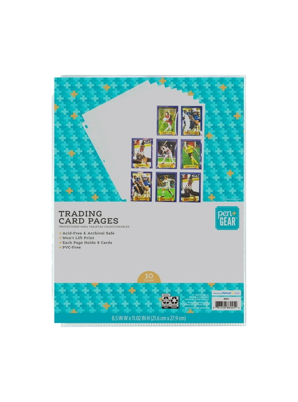 Pen + Gear 9-Pocket Protective Trading Card Pages, Sheet Protectors, Clear, 10 Count