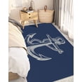 thumbnail image 2 of Area Rug with Tassels 4' x 6', Nautical Anchor Navy Blue Kitchen Runner Rug for Hallway Bedroom Throw Rugs, Summer Coastal Ocean Style Soft Door Mat for Bathroom Entrance Living Room, 2 of 9