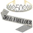 thumbnail image 1 of Women Glittering Rhinestone Letter Print Sash Tiara Set Birthday Party Supplies, 1 of 5