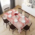 thumbnail image 6 of Coral Pink Starfish Coastal Table Cloth Waterproof Tablecloths, Shell Summer Beach Nautical Tablecloth Dining Table Cover for Kitchen Party Tabletop Outdoor, Rectangle Tablecloth 54x108 Inch, 6 of 9