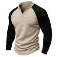 thumbnail image 3 of RongHuan Henley Shirts for Men Long Sleeve V-Neck Tshirts Vintage Slim Fit Sports T-Shirt Casual Color Block Tees, 3 of 7