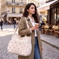 thumbnail image 6 of Gocvo Corduroy Tote Bag, Large Tote Bags for Women, Crossbody Shoulder Handbags for Work Travel（Pink Bow）, 6 of 9