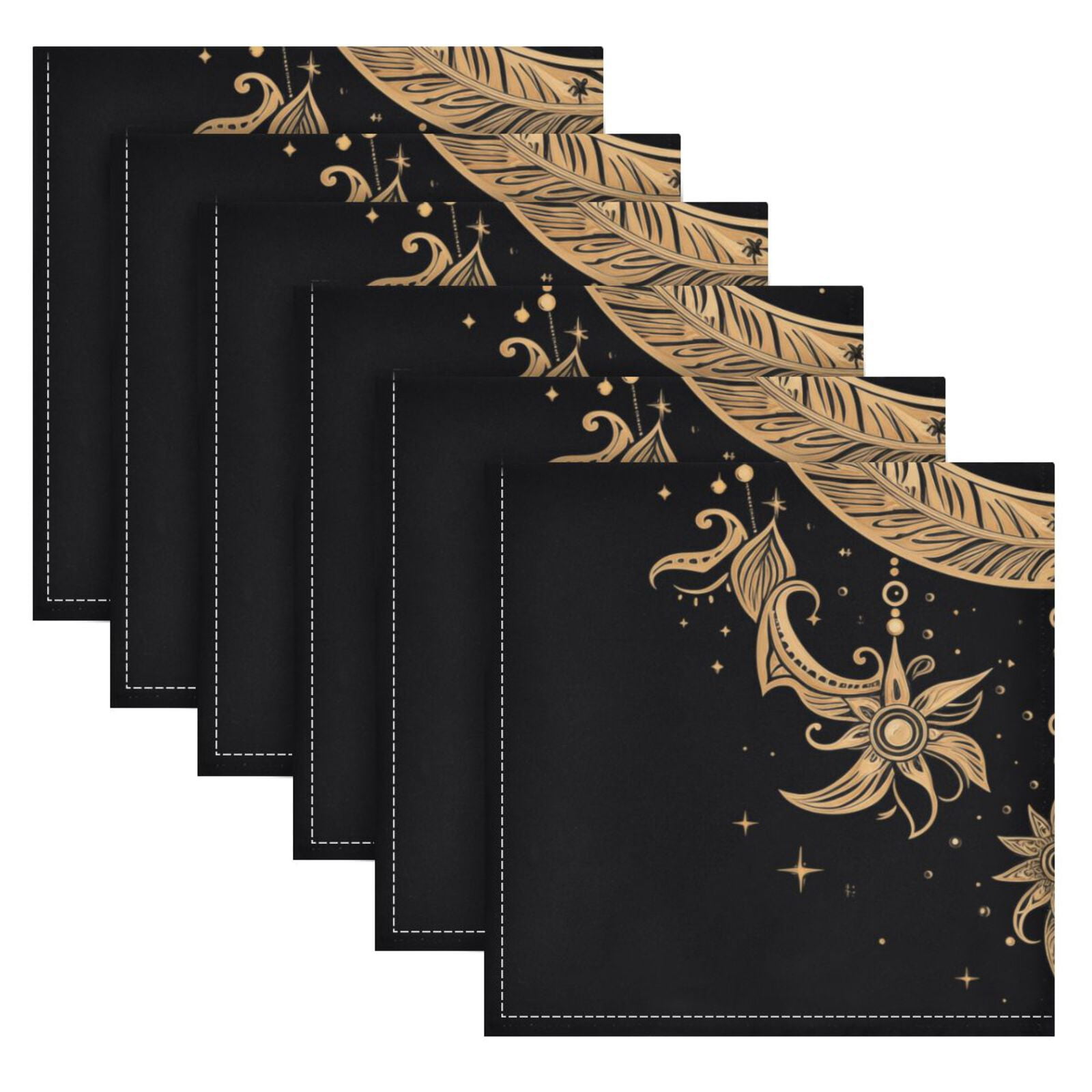 JSTEL Cresent Moon Dreamcatcher Witchy Cloth Napkins Set of 6, 20x20 Inch Washable and Reusable Napkin for Decoupage Dinner Party Everyday Use