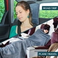 thumbnail image 6 of PAVILIA Travel Blanket Pillow in Soft Bag with Pockets, Airplane Blanket Set, Plane Blanket Compact Packable, Flight Essentials Car Pillow, Travelers Accessories Gifts, Luggage Strap, Dusty Light Blue, 6 of 8