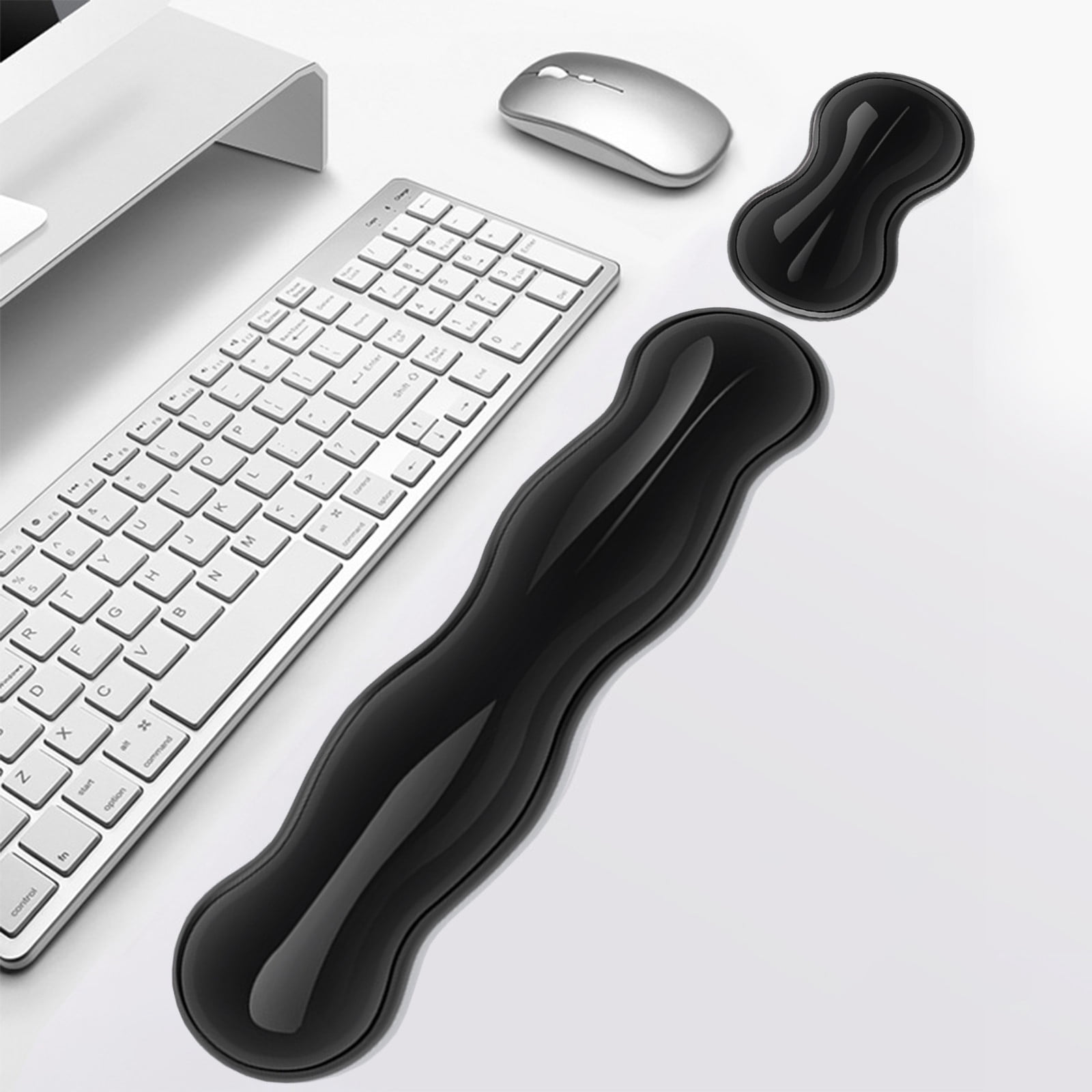 Keyboard Mouse Wrist Support Set Ergonomic Keyboard and Mouse Wrist Rest Combo Soft Gel Wrist Stand Set Anti Slip Cushion for Office Gaming Computer Desk Typing Comfort and Posture Support