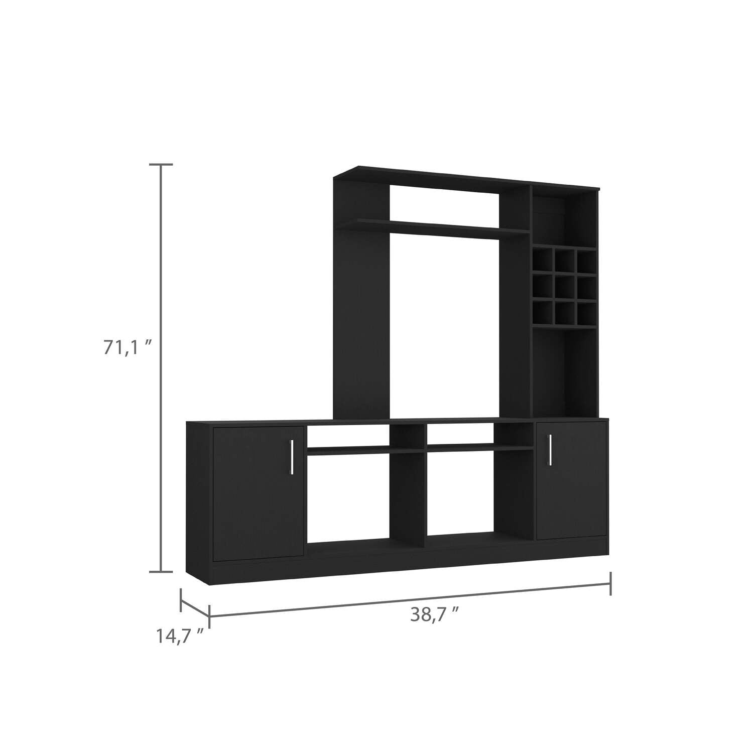 FM FURNITURE Vibrant Entertainment Center For TV?s up 78", Double Doors Cabinet, Storage Spaces, Six External Shelves