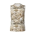 thumbnail image 6 of Lsque Starfish and Sea Shells Print Men's Cotton Blend Sleeveless Muscle Shirts (S-3XL)- Moisture Wicking, Odor Protection, UPF 30+,X-Large, 6 of 8