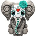thumbnail image 1 of Day of the Dead Sugar Skull Baby Elephant Car Sticker - Perfect for Laptop, Water Bottle, Phone, Motorcycle, Vehicle, Paint, Window, Wall, Cup, Bumpers - Vibrant Teal Blue Color, 1 of 5