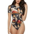 thumbnail image 2 of Picia Cute Forest Mushrooms Womens One Piece Swimsuits Modest Tummy Control Bathing Suits Lace Up Slimming Swim Suit-Medium, 2 of 9