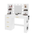 thumbnail image 3 of Uforic Makeup Vanity Desk with Mirror & 10 Lights, Vanity Desk with Power Outlet, 4 Drawers & 8 Storage Shelves - White, 3 of 10