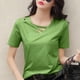 thumbnail image 2 of MRMT-Camiseta blanca de manga corta para mujer, Camiseta holgada con cuello en V, versión coreana de blusa negra, informal, 2023, 2 of 3