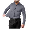 thumbnail image 2 of XDZJLR Mens Shirts Dress Solid Long Sleeve Stretch formal Business Button Down Tops, 2 of 6
