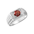 thumbnail image 5 of RYLOS Men's Ring 14K White Gold Ring, 7MM Round Shape Gemstone Designer Style Rings Garnet January Birthstone Rings Gold Size 12, 5 of 8